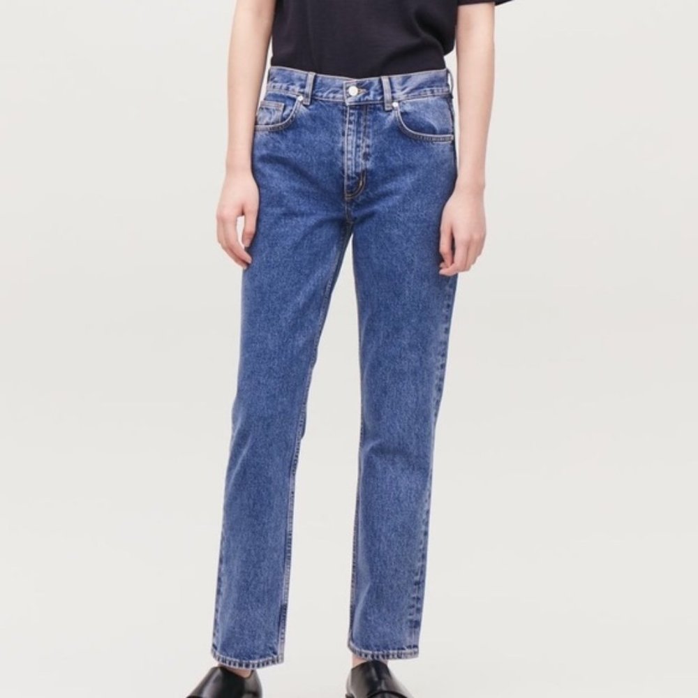 COS mid rise, tapered fit, cropped leg denim jeans